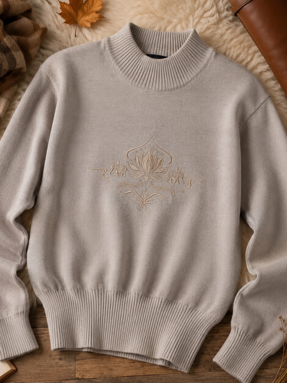 Vintage Bogner Wool Knit Sweater  Lotus Elephants Equestrian